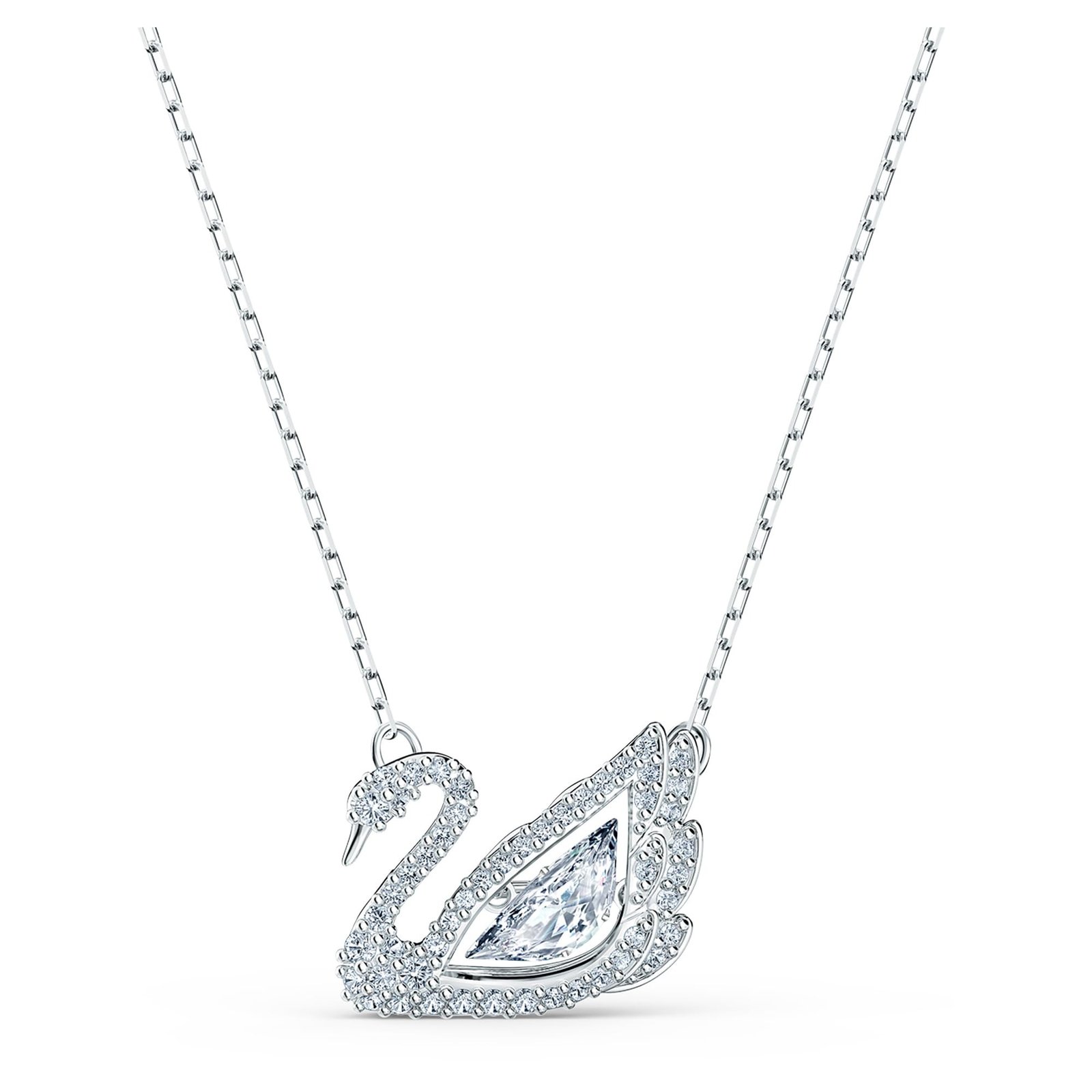 61qpmTlSwaL.jpg Swarovski Women Dancing Swan Necklace, White, Rhodium Plated - Fast Shipping to USA & Canada - Image 1
