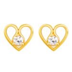GIVA 925 Silver Golden Zircon Studded Heart Earrings |Studs to Gift Women and Girls | With Certificate of Authenticity and 925 Stamp | 6 Months Warranty*