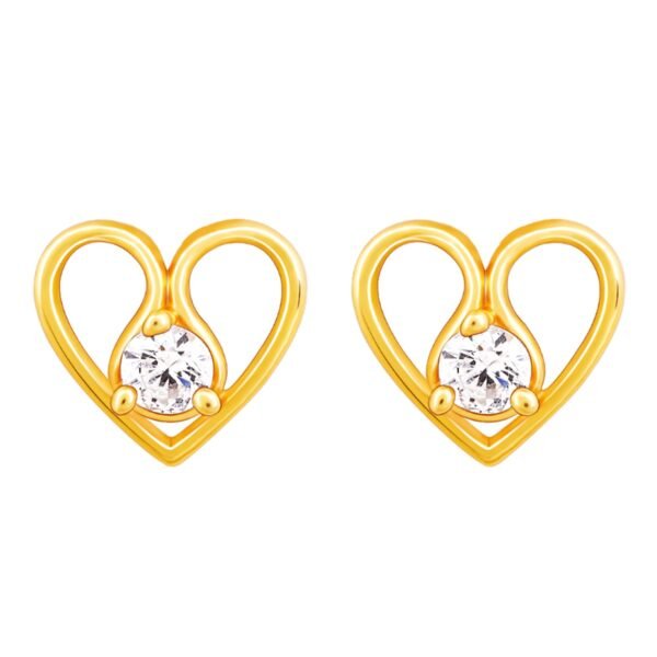 GIVA 925 Silver Golden Zircon Studded Heart Earrings |Studs to Gift Women and Girls | With Certificate of Authenticity and 925 Stamp | 6 Months Warranty*