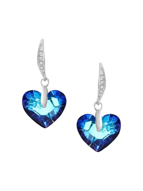 Yellow Chimes Drop Earrings For Women | Fashion Blue Women Earrings | Silver Toned Valentine Special Gifts Crystal Heart Shaped Earrings For Girls | Birthday Gift for Girls Anniversary Gift for Women - Fast Shipping to USA & Canada