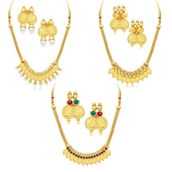 Sukkhi Temple Necklace Set Combo - Fast Shipping to USA & Canada