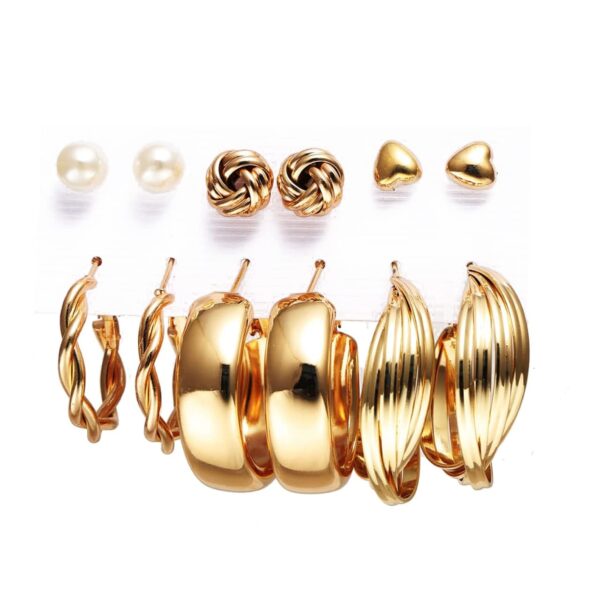 YouBella Jewellery Gifts Stylish Latest Western Ear rings Gold Plated Combo of Studs and Hoops Earrings Set for Girls and Women (Style 7) - Fast Shipping to USA & Canada