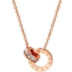 Fashion Frill Stylish Chain Pendant For Women Stainless Steel 18K Rose Gold Plated Roman Circle of Love Chain Necklace For Women Girls Love Gifts Womens Jewellery - Fast Shipping to USA & Canada
