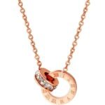 Fashion Frill Stylish Chain Pendant For Women Stainless Steel 18K Rose Gold Plated Roman Circle of Love Chain Necklace For Women Girls Love Gifts Womens Jewellery - Fast Shipping to USA & Canada