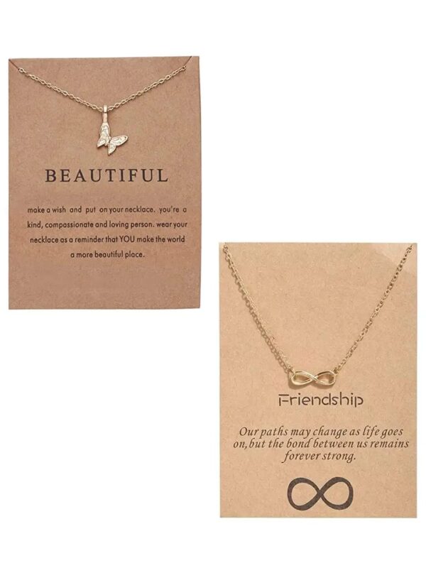 Fashion Frill Charming Infinity Butterfly Gold Plated Pendant Necklace For Women Girls Combo of 2 - Fast Shipping to USA & Canada
