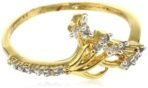 Estele Metal Brass 24K Gold Plated Fancy American Diamond Studded Ring for Women - Fast Shipping to USA & Canada