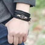 Fashion Frill Exclusive Stylish Bracelet for Men Shiny Black Colour Leather Bracelet for Men Jewellery Gift for him (FFBL178) - Fast Shipping to USA & Canada - Image 4