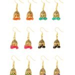 Yellow Chimes Jhumka Earrings for Women Combo of 6 Pairs Golden Silver Oxidized Traditional Jhumki/Jhumka Earrings for Women and Girls. - Fast Shipping to USA & Canada