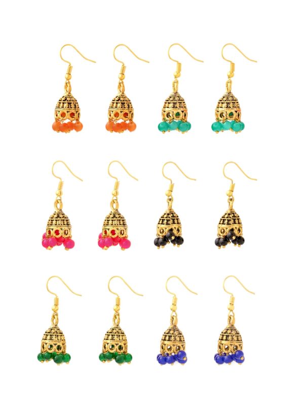 Yellow Chimes Jhumka Earrings for Women Combo of 6 Pairs Golden Silver Oxidized Traditional Jhumki/Jhumka Earrings for Women and Girls. - Fast Shipping to USA & Canada
