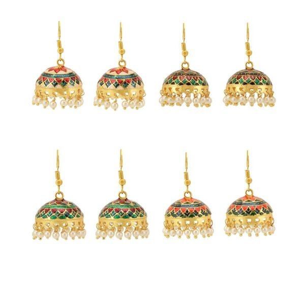 Yellow Chimes Meenakari Jhumka Earrings for Women Combo of 4 Pairs Handcrafted Jaipur Rajasthani Style Traditional Jhumka/Jhumki Earrings for Women and Girls - Fast Shipping to USA & Canada