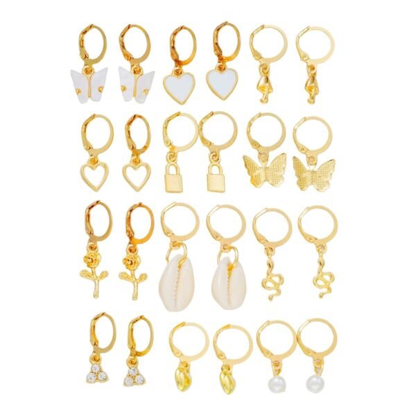 YouBella Jewellery Gifts Stylish Latest Western Ear rings Gold Plated Hoops Combo of 12 Pairs Earrings Set for Girls and Women (YBEAR_33419) (Gold) - Fast Shipping to USA & Canada