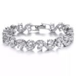 Shining Diva Fashion White Silver Plated Cubic Zirconia Stylish AAA Crystal Charm Bracelet for Women (10950b) - Fast Shipping to USA & Canada