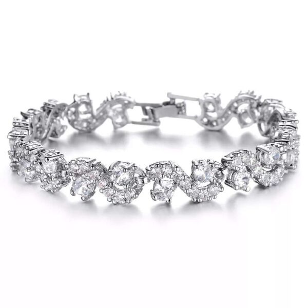 Shining Diva Fashion White Silver Plated Cubic Zirconia Stylish AAA Crystal Charm Bracelet for Women (10950b) - Fast Shipping to USA & Canada