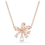 Swarovski Volta Necklace, Bow, Small, White, Rose Gold-Tone Plated For Womens - Fast Shipping to USA & Canada
