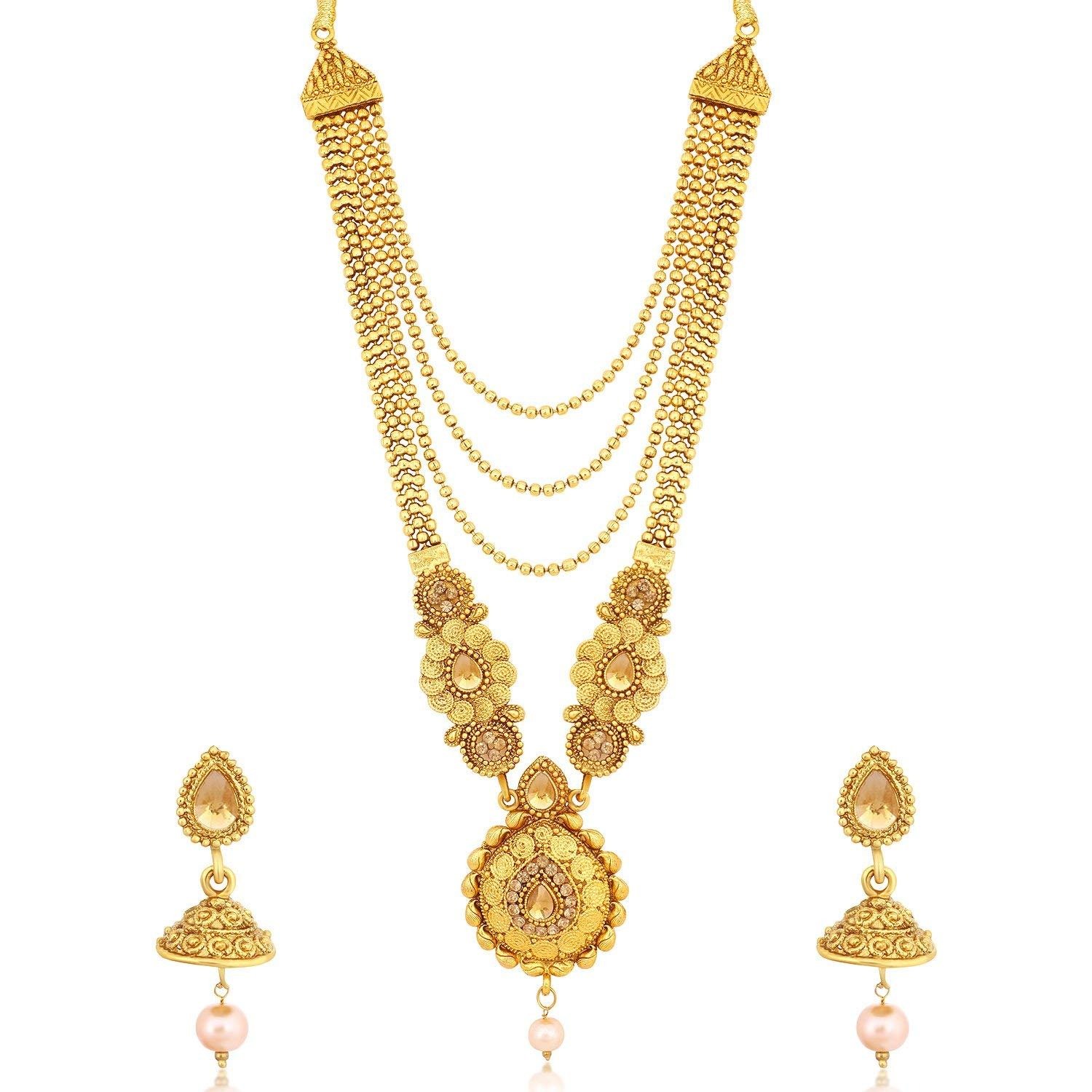 71-OCoKogsL-1.jpg Sukkhi Long Haram Dual Necklace Set for Women - Fast Shipping to USA & Canada - Image 1