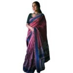 NAITRI,Hand Block Printed Cotton Saree with Blouse Piece,Royal Wine,Fast Shipping to USA & Canada