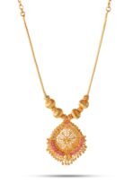 CUTE GOLD One Gram Micro Gold Plated & Copper Traditional Designer Jewellery Stone Necklace for Women and Girls (NEC-8045) - Fast Shipping to USA & Canada