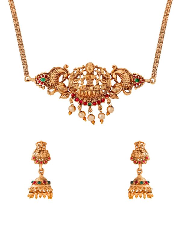 Yellow Chimes Temple Jewellery Set | Gold Plated Traditional Choker Necklace | Ethnic Gold Plated Choker Necklace Set for Women | Birthday Anniversary Gift for Wife - Fast Shipping to USA & Canada