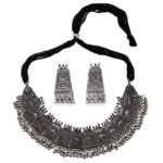 Shining Diva Fashion Latest Stylish Traditional Oxidised Silver Necklace Jewellery Set for Women (13108s) - Fast Shipping to USA & Canada