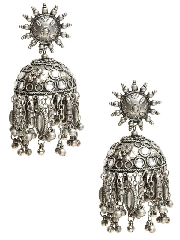 YouBella Jewellery Celebrity Inspired Oxidised Silver Big Size Jhumki Earrings for Girls and Women - Fast Shipping to USA & Canada
