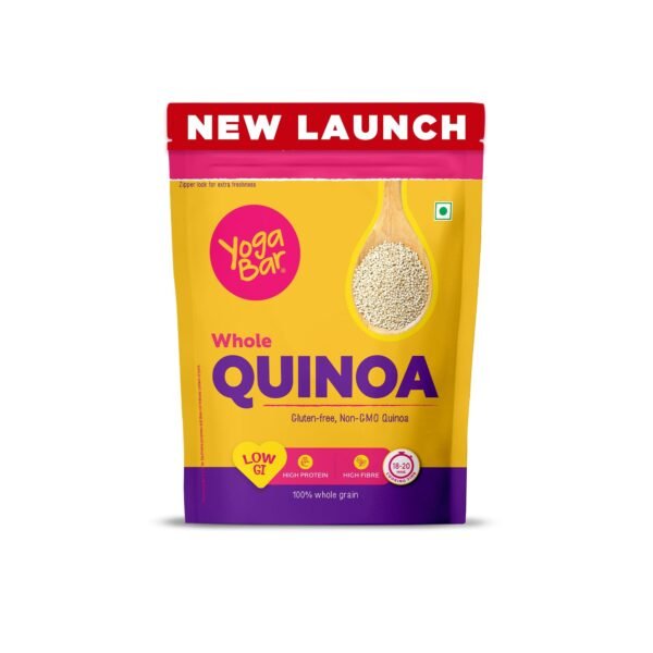 Yogabar Whole Quinoa 1kg Pouch - Gluten Free Quinoa Grain - Diet Food for Weight Loss Management - Helps Manage Sugar Levels - Low GI for sustained Energy - Fast Shipping to USA & Canada