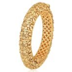 Peora Gold Plated Single Piece Openable Floral Kada Bangle Traditional Jewellery for Women - Fast Shipping to USA & Canada