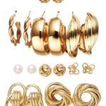 Shining Diva Fashion 11 Pairs Combo Set Latest Stylish Vintage Pearl Earrings for Women Gold Plated Dangle Earrings Heart Butterfly Hoop Earrings Geometric Fashion Jewelry - Fast Shipping to USA & Canada