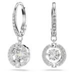 SWAROVSKI Sparkling Dance Drop Earrings, Round Cut, White, Rhodium Plated For Women - Fast Shipping to USA & Canada
