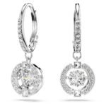 SWAROVSKI Sparkling Dance Drop Earrings, Round Cut, White, Rhodium Plated For Women - Fast Shipping to USA & Canada