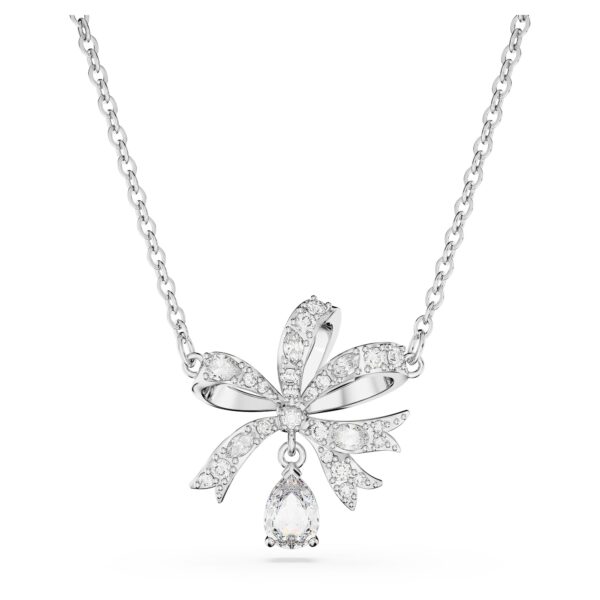 Swarovski Women Volta Necklace, Bow, Small, White, Rhodium Plated - Fast Shipping to USA & Canada