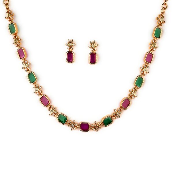 Sasitrends Traditional Micro Gold Plated American Diamond Stone Designer Jewellery Set for Women & Girls? - Fast Shipping to USA & Canada