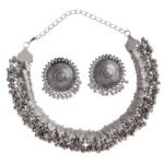 Shining Diva Fashion Latest Stylish Design Fancy Traditional Oxidised Silver Necklace Jewellery Set for Women (13157s) - Fast Shipping to USA & Canada
