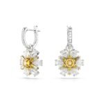 Swarovski Women Idyllia Drop Earrings, Flower, Yellow, Rhodium Plated - Fast Shipping to USA & Canada