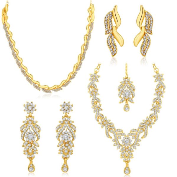 Sukkhi Austrian Diamond Necklace Set Combo - Fast Shipping to USA & Canada