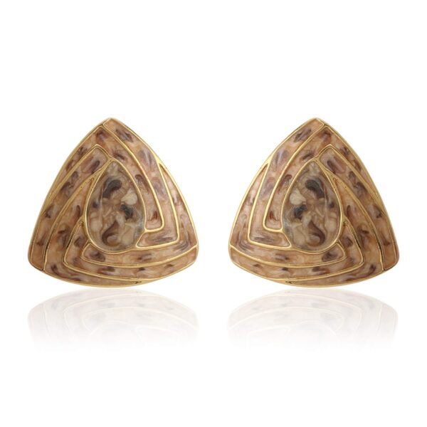 Estele 24 Kt Gold Plated Green colour triangular shaped studs for women - Fast Shipping to USA & Canada