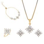 ZENEME Jewellery Set for Women American Diamond Necklace Set with Earrings, Bracelet and Ring Jewellery for Girls and Women - Fast Shipping to USA & Canada