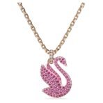 Swarovski Women Iconic Swan Pendant, Swan, Medium, Pink, Rose Gold-Tone Plated - Fast Shipping to USA & Canada