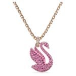 Swarovski Women Iconic Swan Pendant, Swan, Medium, Pink, Rose Gold-Tone Plated - Fast Shipping to USA & Canada