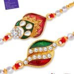 Sukkhi Exquisite Kundan Rakhi Combo Set of 2 with Card - Fast Shipping to USA & Canada