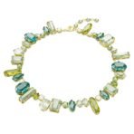 Swarovski Women Gema Necklace, Mixed Cuts, Green, Gold-Tone Plated - Fast Shipping to USA & Canada
