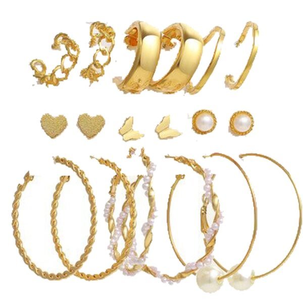 Fashion Frill Delicate Heart Earrings For Women Gold Plated Buterfly Heart Hoop Drop Earrings For Women Girls Western Stylish Latest Fancy Earrings Set Combo 9 Pair Of Earrings - Fast Shipping to USA & Canada