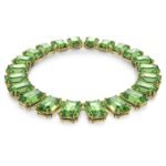 Swarovski Womens Millenia Necklace, Oversized Crystals, Octagon Cut, Green, Gold-Tone Plated - Fast Shipping to USA & Canada