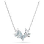 Swarovski Lilia Necklace, Butterfly, Blue, Rhodium Plated For Womens - Fast Shipping to USA & Canada