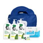 Mother Sparsh Derma Tested Baby Skin Care Kit with Baby Wash, Baby Lotion, Baby Shampoo, 99% Pure Water Baby Wipes and Diaper Rash Cream in Amazing Blue Denim Bag - Fast Shipping to USA & Canada