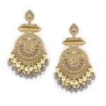 Rubans Traditional 22K Gold Plated Handcrafted Crescent Chandbali Earrings with Beads for Women and Girls Intricate Circular Design- for Weddings and Festive Occasions - Fast Shipping to USA & Canada