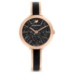 Swarovski Crystalline Delight Watch, Swiss Made, Metal Bracelet, Black, Rose Gold-Tone Finish - Fast Shipping to USA & Canada