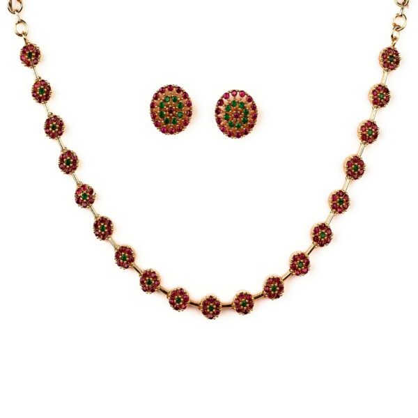 Sasitrends Traditional Micro Gold Plated American Diamond Stone Jewellery Set for Women & Girls - Fast Shipping to USA & Canada