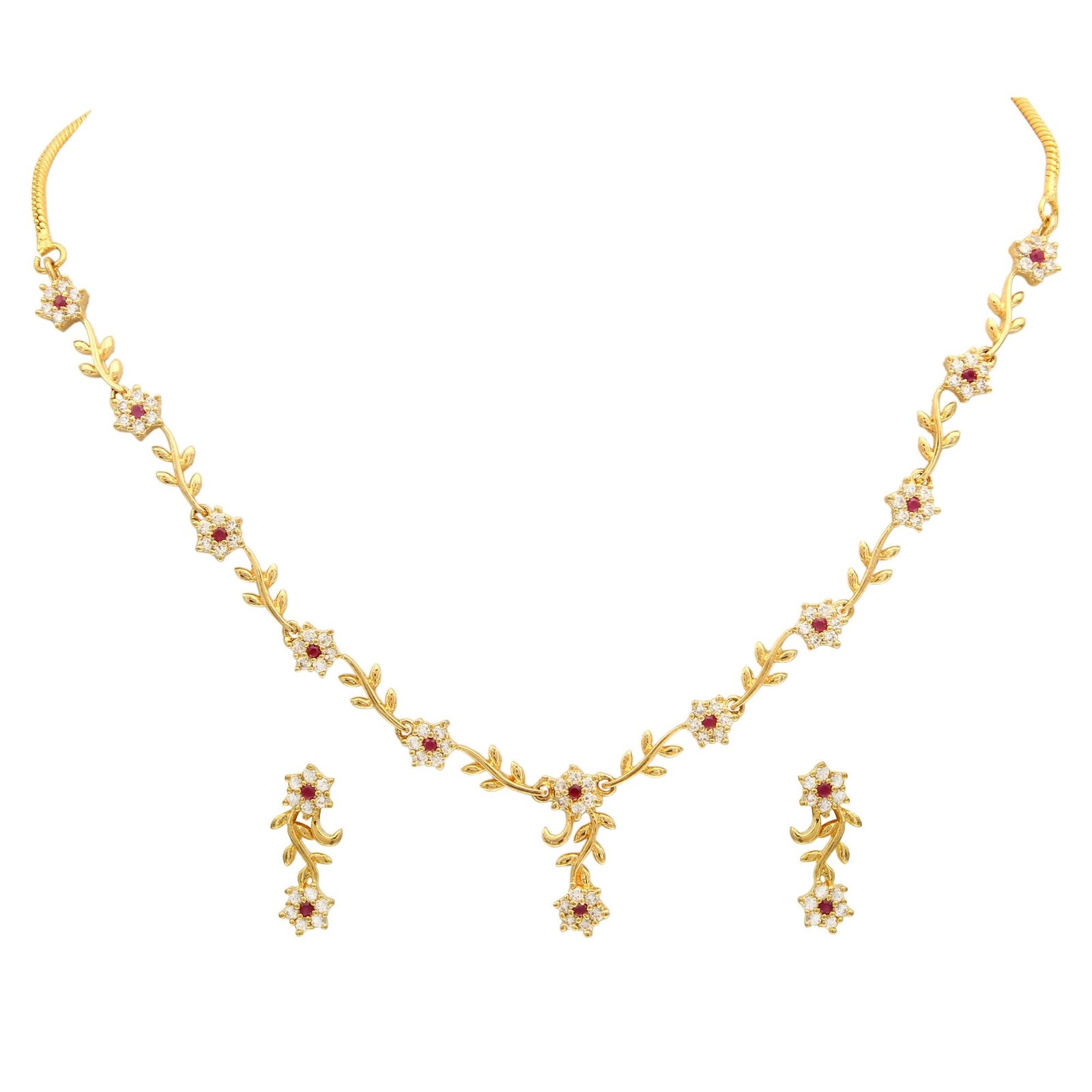 71ItWSH9oL.jpg Sasitrends American Diamond AD/CZ Zircon Fashion Jewellery Set Necklace with Earrings for Women - Fast Shipping to USA & Canada - Image 1