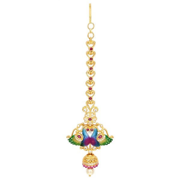 Sasitrends CZ/AD American Diamond Peacock Crafted Tikka for Women - Fast Shipping to USA & Canada