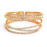 Rubans 18K Gold-Plated Cuff Bracelet with Sparkling AD & Cubic Zirconia Stones - Fast Shipping to USA & Canada